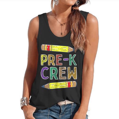 Pre-K Crew PreK Teachers Back To School Flowy Tank - teacherstshirts.com AU