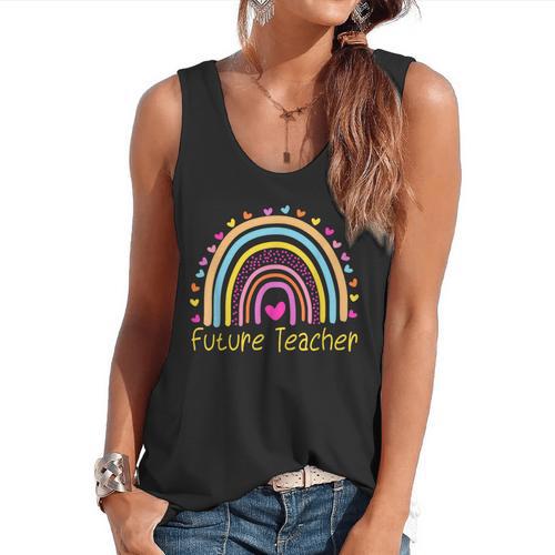Pre-K Preschool Kindergarten Future Teacher Rainbow Flowy Tank - teacherstshirts.com UK