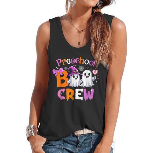 Preschool Boo Crew Preschool Halloween Costume Teacher Kid Flowy Tank - teacherstshirts.com AU