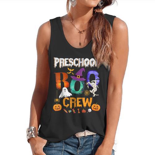 Preschool Boo Crew Teacher Student Halloween Costume Men Women Kids Flowy Tank - teacherstshirts.com AU