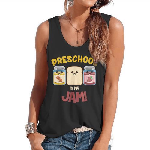 Preschool Is My Jam Teacher Shirt Flowy Tank - teacherstshirts.com
