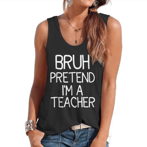 Pretend I'm A Teacher Halloween Costume Flowy Tank - teacherstshirts.com AU