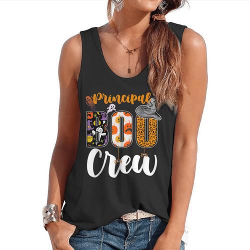 Principal Boo Crew Ghost Halloween Teachers School Matching Flowy Tank - teacherstshirts.com