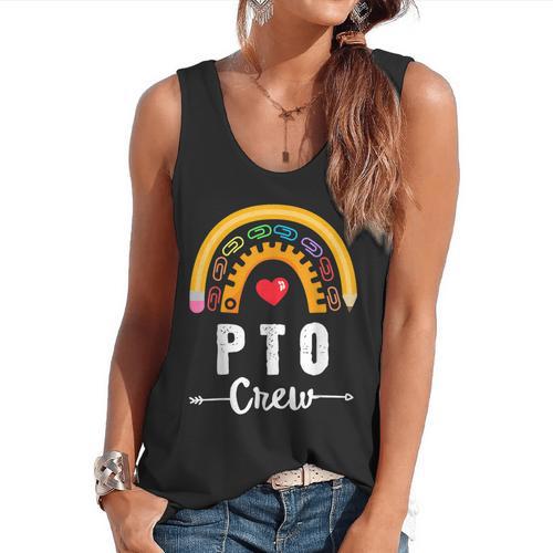 PTO Crew Parent School Volunteer Board Mom Parent Teacher Flowy Tank - teacherstshirts.com AU
