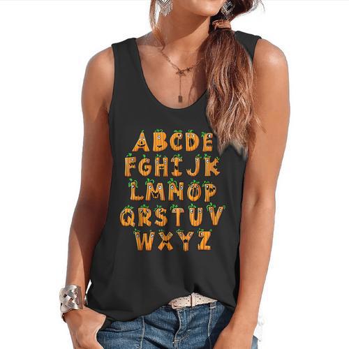 Pumpkin ABC Halloween Alphabet Costume School Teacher Kids Flowy Tank - teacherstshirts.com AU