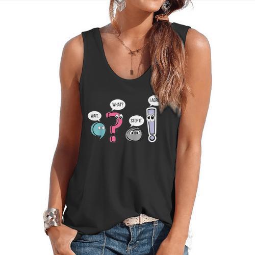 Punctuation English Teacher Wait What Stop It I Agree Flowy Tank - teacherstshirts.com
