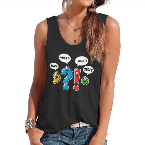 Punctuation Marks Wait What I Agree Stop English Teacher Flowy Tank - teacherstshirts.com