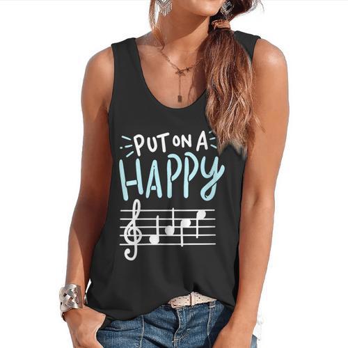 Put On A Happy Face Music Music Teacher Flowy Tank - teacherstshirts.com