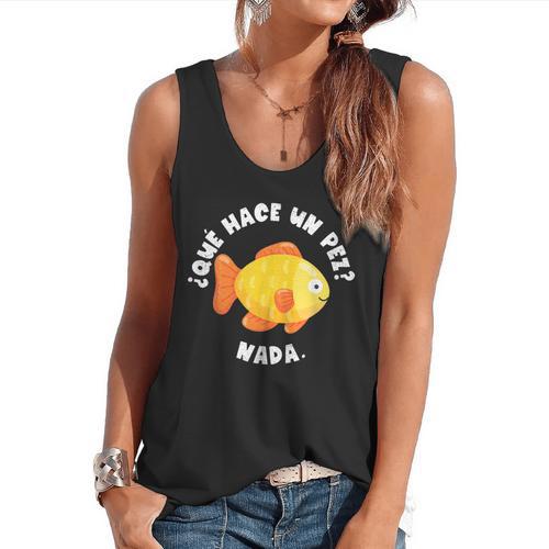 Que Hace Un Pez Nada Spanish Teacher Bilingual Teacher Dual Flowy Tank - teacherstshirts.com AU