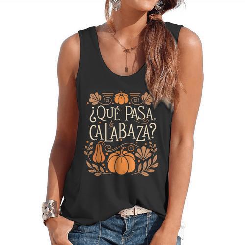 Que Pasa Calabaza Shirt Spanish Teacher Flowy Tank - teacherstshirts.com