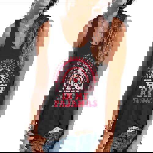 Rainbow Retro Homeschool Mom Teacher I Teach In My Pajamas Flowy Tank - teacherstshirts.com