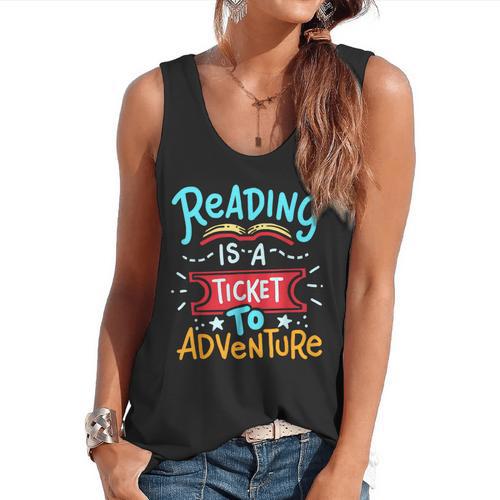 Reading Adventure Library Student Teacher Book Flowy Tank - teacherstshirts.com