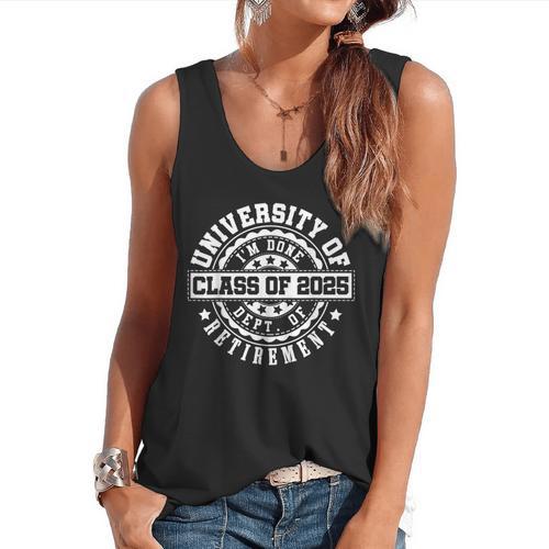 Retired 2025 For Teacher Retirement University Of I'm Done Flowy Tank - teacherstshirts.com