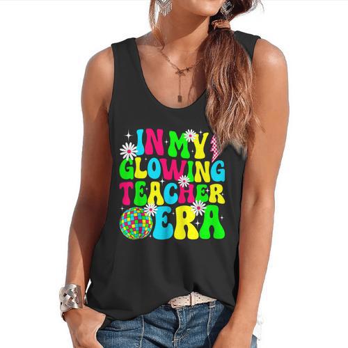 Retro Groovy In My Glowing Teacher Era Happy Teacher's Day Flowy Tank - teacherstshirts.com UK