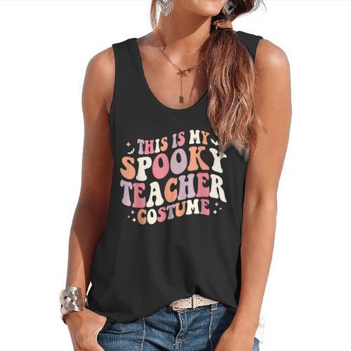 Retro Halloween This Is My Spooky School Teacher Costume Flowy Tank - teacherstshirts.com AU