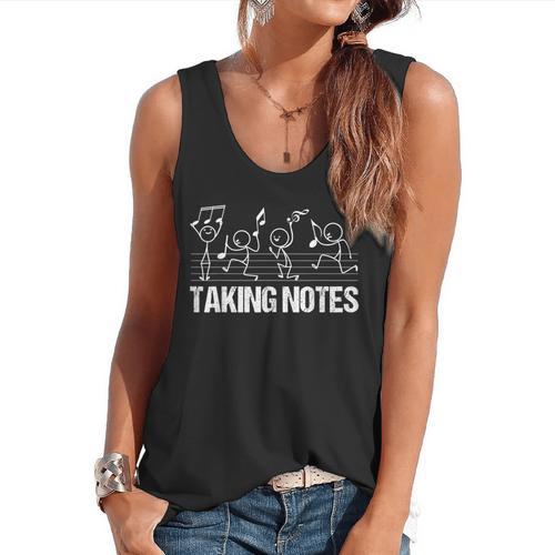 Retro Vintage Musical Taking Notes Teachers Music Love Flowy Tank - teacherstshirts.com AU