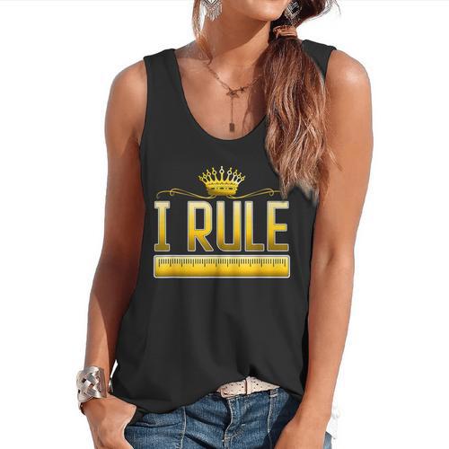 I Rule Math Ruler Mathematics Pun Math Teacher Men Women Girls Kids Flowy Tank - teacherstshirts.com