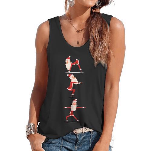 Santa Yoga Poses For Yogi Teacher Christmas Yoga Poses Flowy Tank - teacherstshirts.com AU