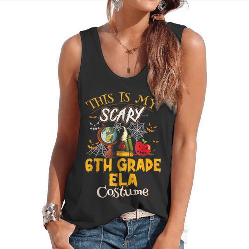 This Is My Scary 6th Grade ELA Costume Teacher Men Women Flowy Tank - teacherstshirts.com AU