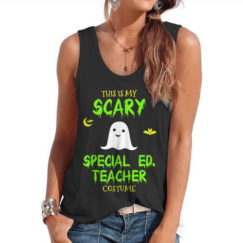 Scary Special Education Ed Teacher Costume Halloween Easy Flowy Tank - teacherstshirts.com AU
