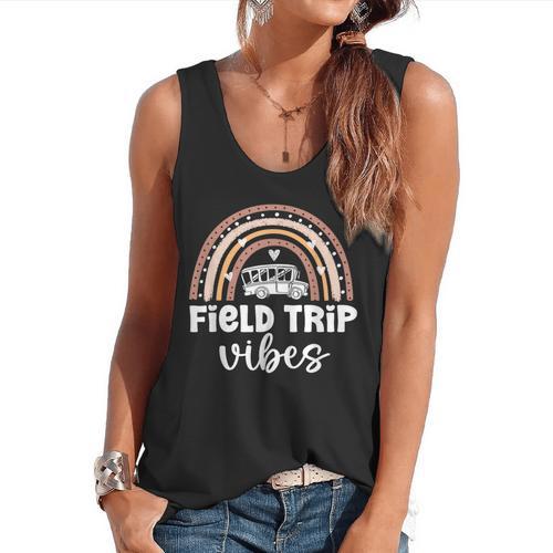 School Bus Trip Vibes Students Teachers Students Field Trip Flowy Tank - teacherstshirts.com AU