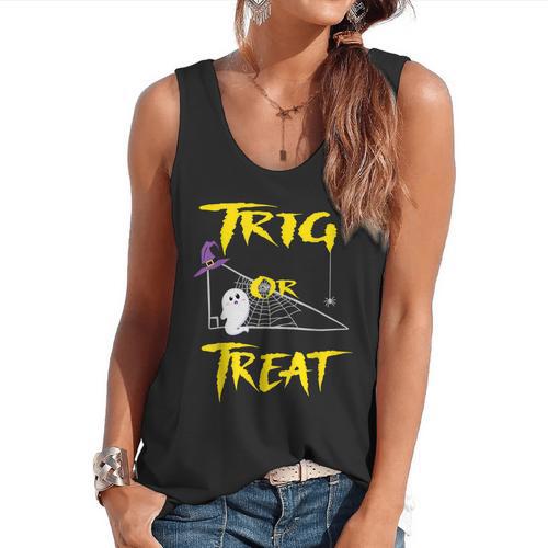 School Math Teacher Halloween 2022 Trig Or Treat Shirt Flowy Tank - teacherstshirts.com CA