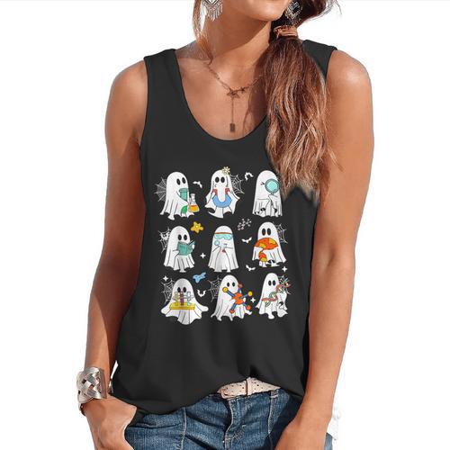 Science Teacher Ghost Laboratory Halloween Teacher Flowy Tank - teacherstshirts.com UK