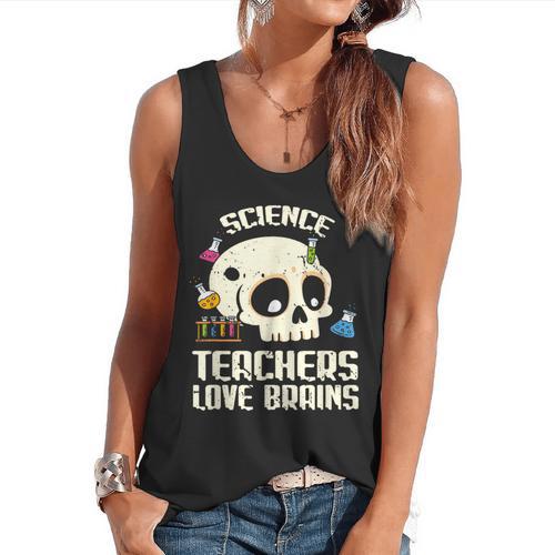 Science Teachers Love Brains Teachers Halloween Flowy Tank - teacherstshirts.com UK
