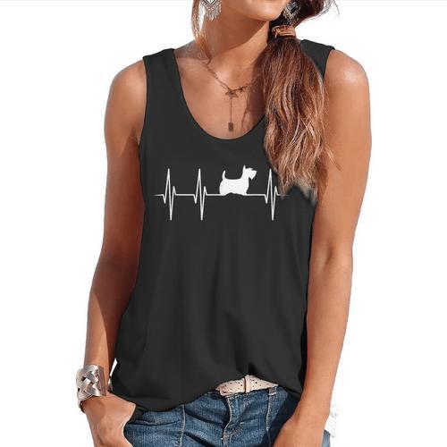 Scottish Terrier Dog Heartbeat Scottie Dog Lover T-Shirt Flowy Tank - Bostonterriersmerch.com DE