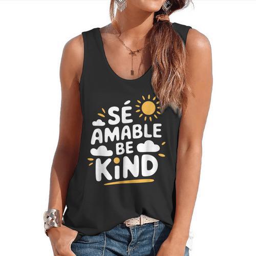 SÉ AMABLE Be Kind Bilingual Teacher Maestra Spanish Teacher Flowy Tank - teacherstshirts.com UK