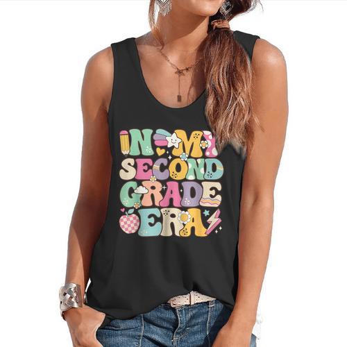 In My Second Grade Era Girl Back To School 2nd Grade Teacher Flowy Tank - teacherstshirts.com AU