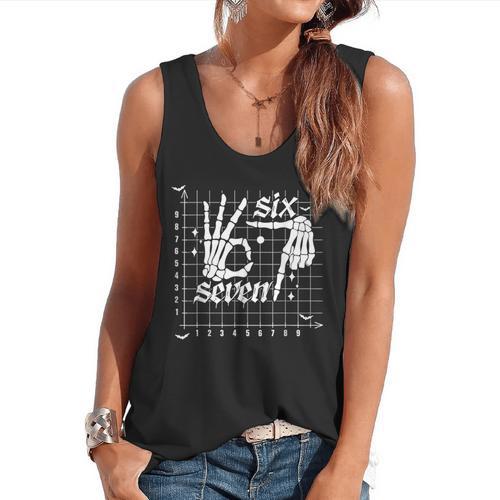 Six Seven Coordinate 67 Skeleton Math Teacher 67 Flowy Tank - teacherstshirts.com AU
