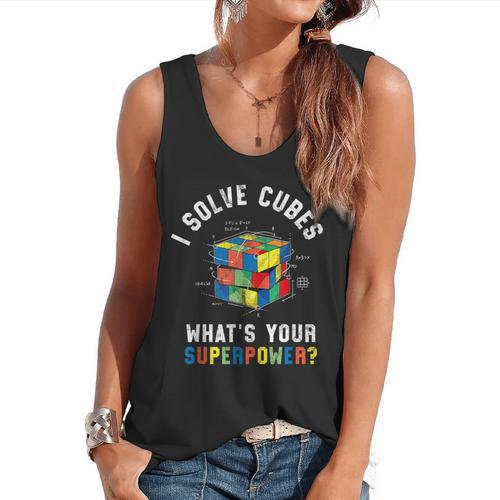 I Solve Cubes Speed Cubing Vintage Youth Math Teacher Flowy Tank - teacherstshirts.com UK