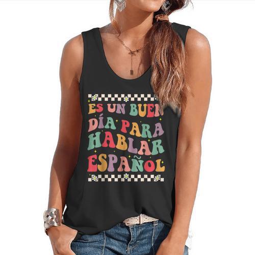 Spanish Teacher Maestra Hablar EspañOl Bilingual Teacher Flowy Tank - teacherstshirts.com UK
