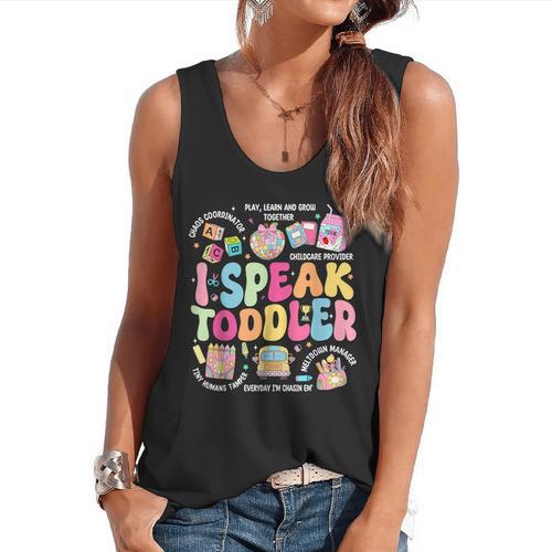 I Speak Toddler Back To School Teacher Flowy Tank - teacherstshirts.com AU