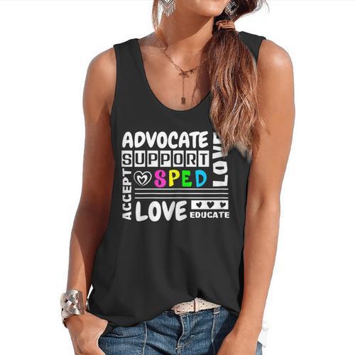Special Education Advocate Love Support SPED Teacher Flowy Tank - teacherstshirts.com DE