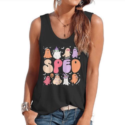 Special Education Teacher Ghosts Halloween SPED Teacher Flowy Tank - teacherstshirts.com UK