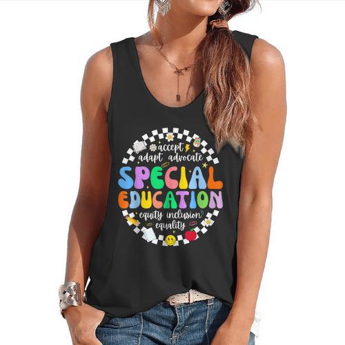 Special Education Teacher SPED Squad Team Kids Men Groovy Flowy Tank - teacherstshirts.com