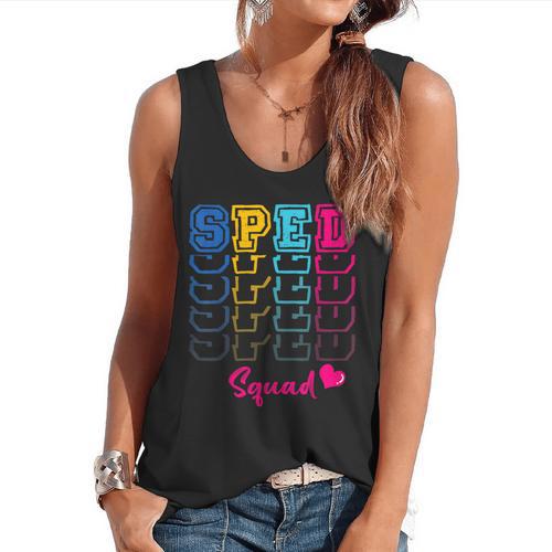 SPED Squad Proud Special Education Para Teacher Colorful Flowy Tank - teacherstshirts.com AU