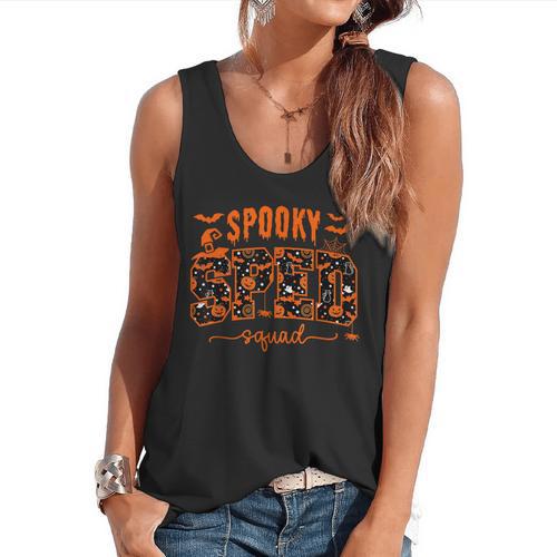 Sped Squad Team Special Education Teacher Halloween Flowy Tank - teacherstshirts.com AU