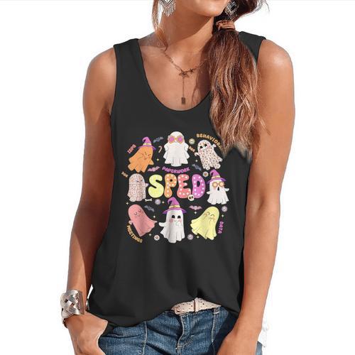 SPED Teacher Halloween Spooky Special Education Team Men Women Kids Flowy Tank - teacherstshirts.com
