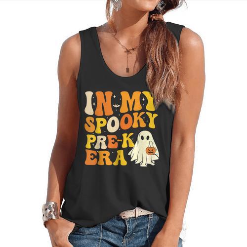 In My Spooky PRE-K Teacher Era Halloween Costume Tee Flowy Tank - teacherstshirts.com