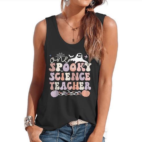 Spooky Science Teacher Halloween Science Teaching For Men Women Flowy Tank - teacherstshirts.com AU