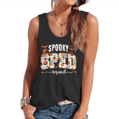 Spooky SPED Squad Special Education Teacher Halloween Ghost Flowy Tank - teacherstshirts.com
