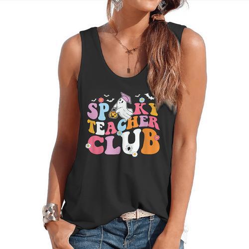 Spooky Teacher Club Halloween Flowy Tank - teacherstshirts.com CA