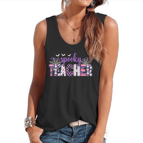 Spooky Teacher Halloween Costume Women Spooky Teacher Flowy Tank - teacherstshirts.com AU