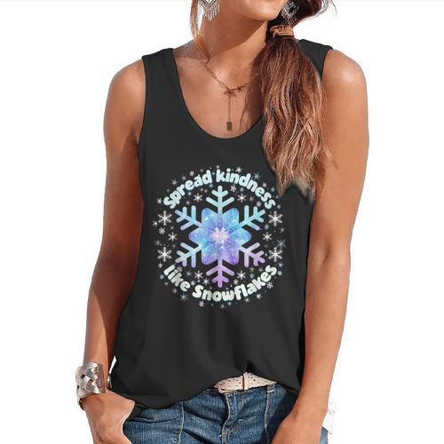 Spread Kindness Like Snowflakes Christmas Teacher Unity Day Flowy Tank - teacherstshirts.com CA