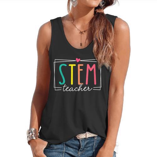 STEM Teacher Science Appreciation Women Back To School Flowy Tank - teacherstshirts.com AU