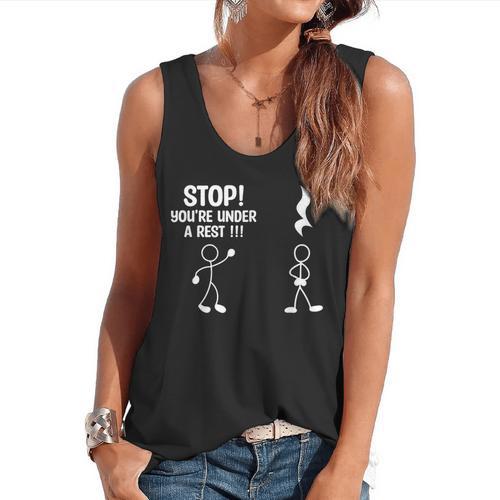 Stop You'Re Under A Rest Music Teacher Flowy Tank - teacherstshirts.com CA