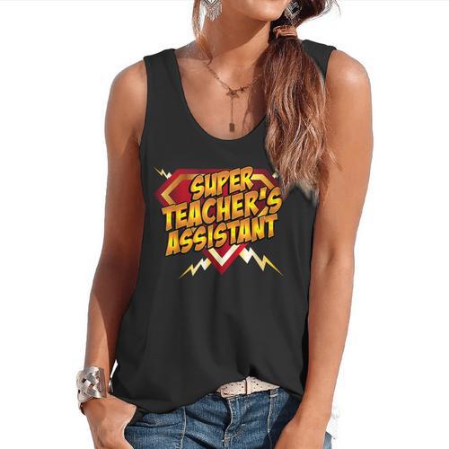 Super Teacher's Assistant Educational Superhero Flowy Tank - teacherstshirts.com